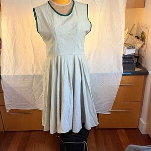 Elegant Green Trimmed Dress